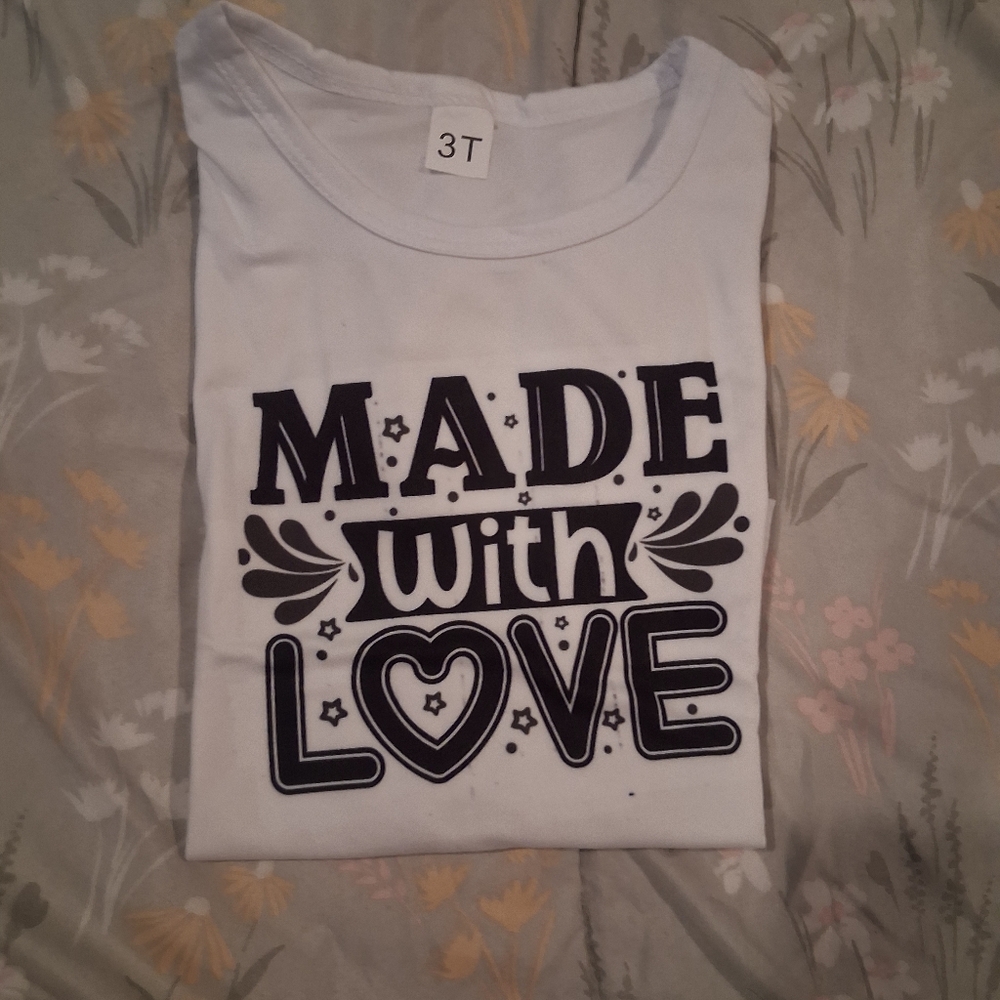White Kids Shirt with Black Print